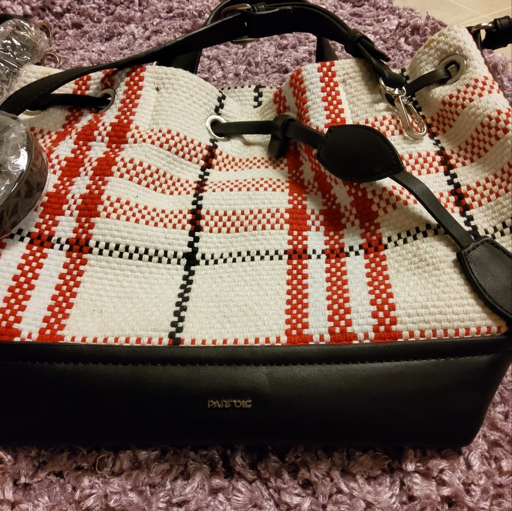 Parfois Plaid Woven Bucket Bag/Backpack Shoulder Bag - Picture 3 of 11